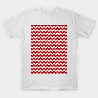 Pretty Simple Chevron Stripes Red and White Shadow T-Shirt